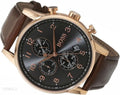 Hugo Boss Navigator Chronograph Grey Dial Brown Leather Strap Watch for Men - 1513496