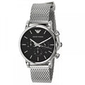 Emporio Armani Luigi Chronograph Black Dial Silver Mesh Bracelet Watch For Men - AR1811