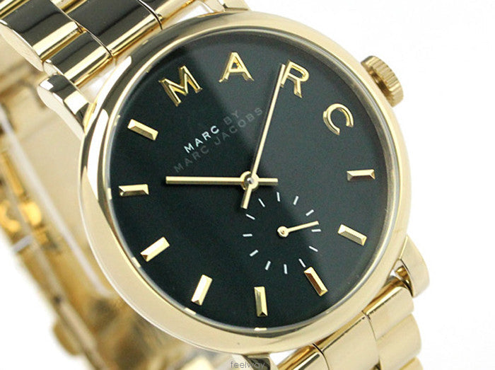 Marc Jacobs Baker Green Dial Gold Stainless Steel Strap Watch for Women - MBM3245