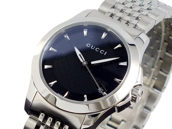 Gucci G Timeless Quartz Black Dial Silver Steel Strap Watch For Women - YA126502