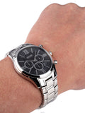 Hugo Boss Ambassador Chronograph Black Dial Silver Steel Strap Watch For Men - HB1513196