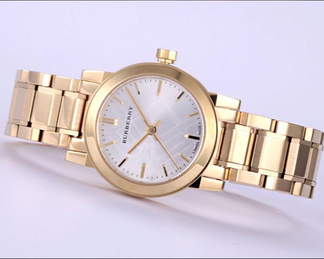 Burberry Heritage White Dial Gold Steel Strap Watch for Women - BU9203