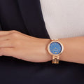 Swarovski Daytime Crystals Blue Dial Rose Gold Steel Strap Watch for Women - 5182277