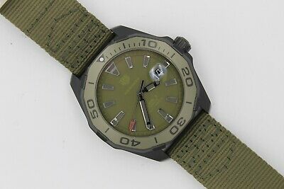 Tag Heuer Aquaracer Automatic Green Dial Khakhi Green Nylon Strap Watch for Men - WAY208E.FC8222