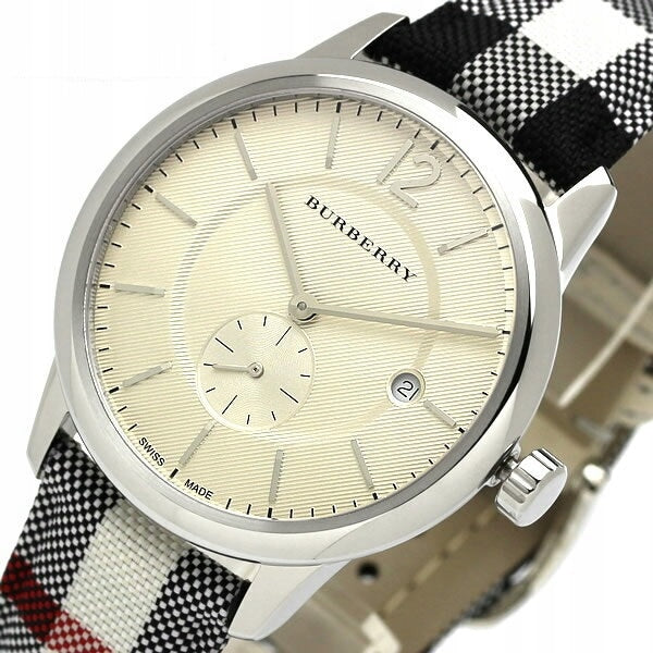 Burberry The Classic Silver Dial Horseferry Black Leather Strap Watch for Men - BU10002