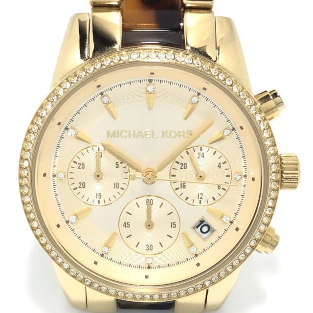 Michael Kors Ritz Gold Dial Two Tone Steel Strap Watch for Women - MK6322