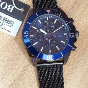 Hugo Boss Ocean Edition Chronograph Blue Dial Black Mesh Bracelet Watch for Men - 1513702