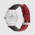 Gucci G-Timeless Quartz Mother of Pearl Red Dial Red Leather Strap Watch For Women - YA1264041