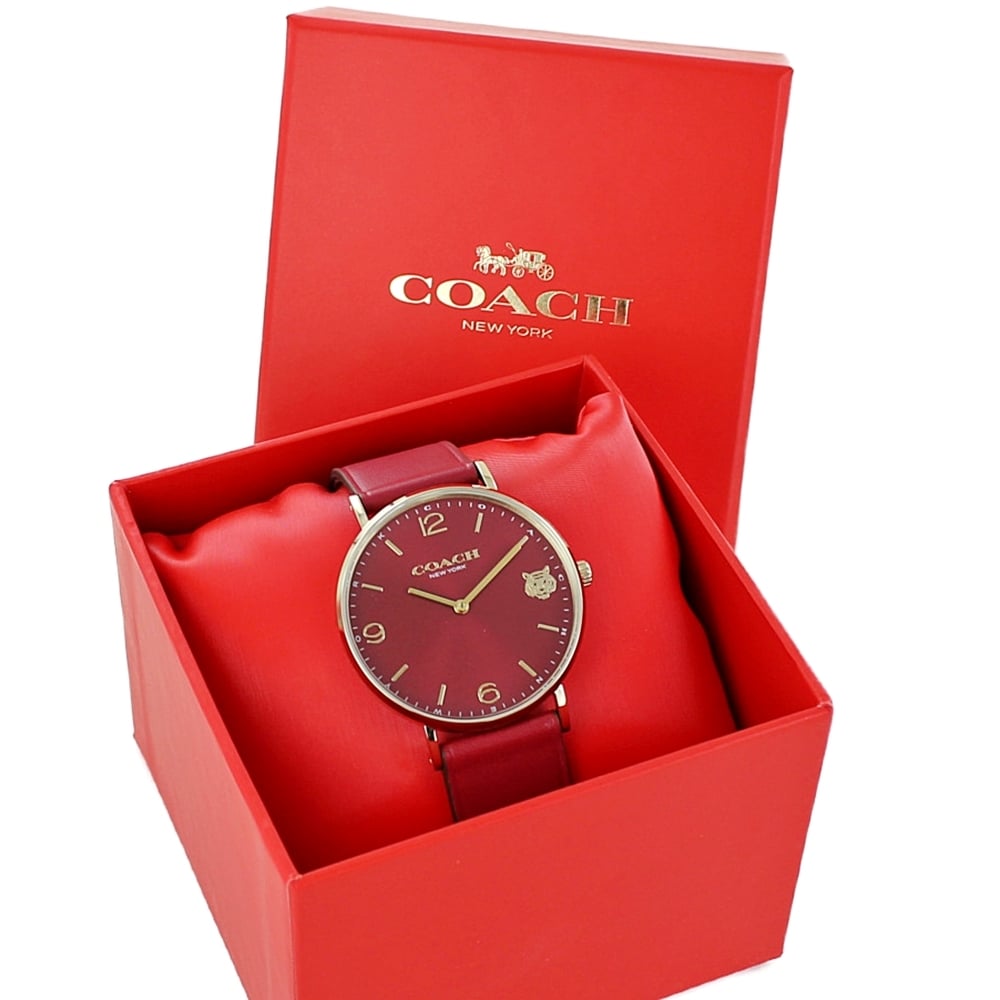 Coach Perry Red Dial Red Leather Strap Watch for Women - 14503867