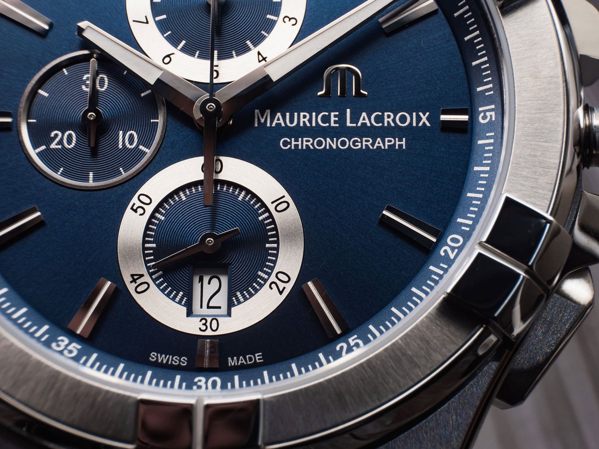 Maurice Lacroix Aikon Chronograph Blue Dial Blue Leather Strap Watch for Men - AI1018-SS001-430-1