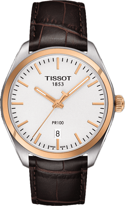 Tissot T Classic PR 100 Quartz White Dial Brown Leather Strap Watch for Men - T101.410.26.031.00