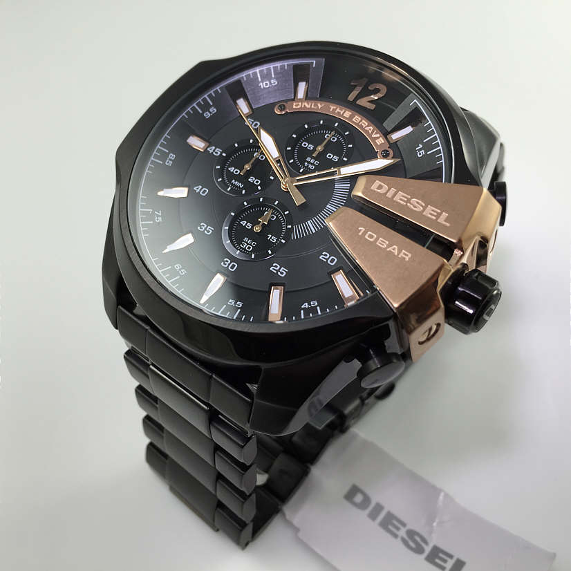 Diesel Mega Chief Black Dial Black Stainless Steel Watch For Men - DZ4309