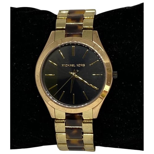 Michael Kors Runway Black Dial Gold Steel Strap Watch for Women - MK3478