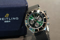 Breitling Superocean Heritage B01 Chronograph 44 Limited Edition Green Dial Black Mesh Bracelet Watch for Women - UB01622A1L1S1