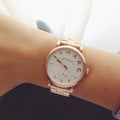 Marc Jacobs Baker White Dial Rose Gold Stainless Steel Strap Watch for Women - MBM3244