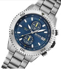 Hugo Boss Vela Diver Chronograph Blue Dial Silver Steel Strap Watch for Men - 1513775