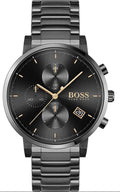 Hugo Boss Integrity Chronograph Black Dial Black Steel Strap Watch for Men - 1513780