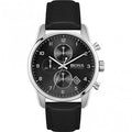 Hugo Boss Skymaster Chronograph Black Dial Black Leather Strap Watch for Men - 1513782