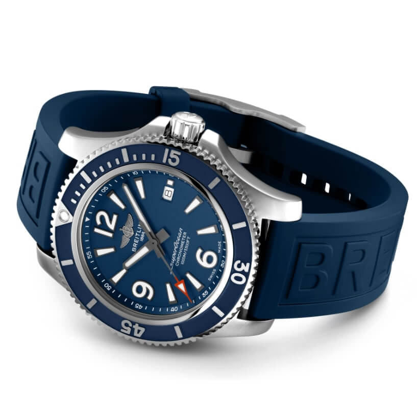 Breitling Superocean 44mm Automatic Blue Dial Blue Rubber Strap Watch for Men - A17367D81C1S2