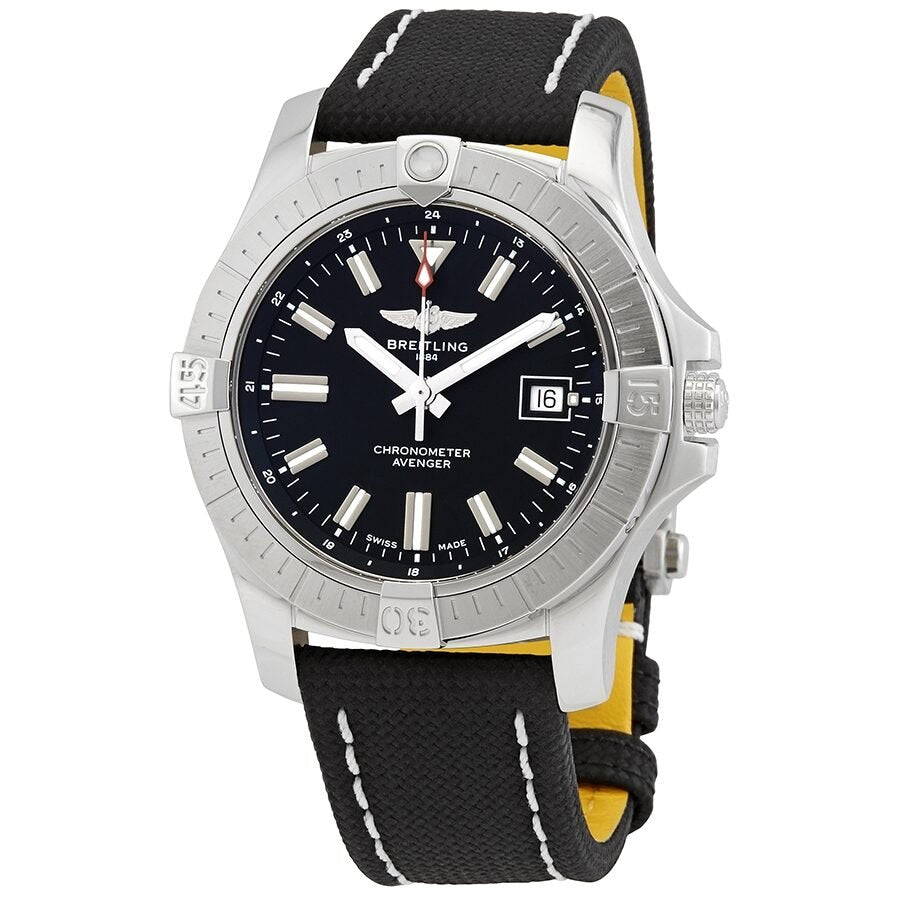 Breitling Avenger Automatic 43mm Black Dial Black Nylon Strap Watch for Men - A17318101B1X2