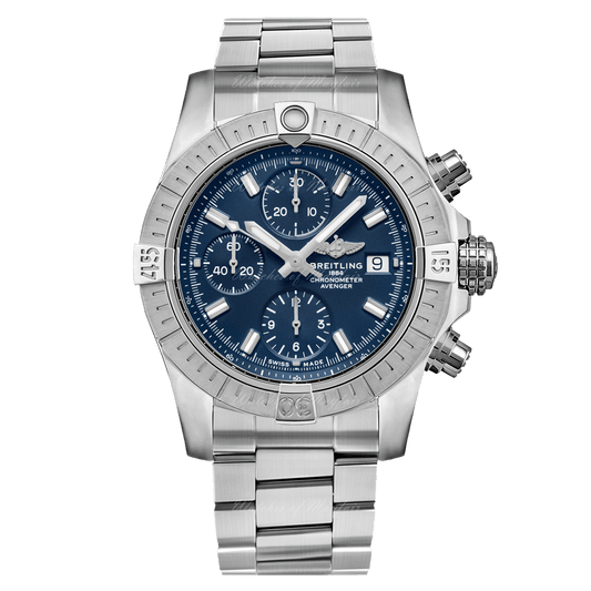 Breitling Avenger Chronograph 45mm Blue Dial Silver Steel Strap Watch for Men - A13317101C1A1