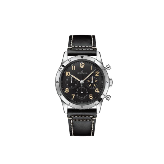 Breitling Avi Ref. 765 1953 Re-Edition Black Dial Black Leather Strap Watch for Men - AB0920131B1X1