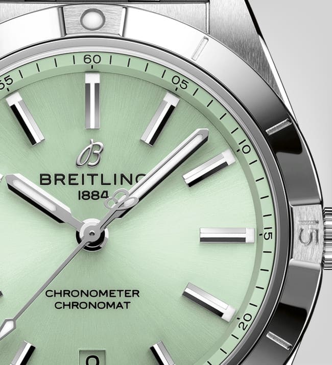 Breitling Chronomat Automatic 36 Green Dial Silver Steel Strap Watch for Women - A10380101L1A1