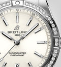 Breitling Chronomat Automatic 36 Diamonds White Dial Silver Steel Strap Watch for Women - A10380591A1A1