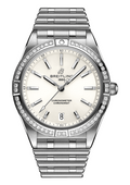 Breitling Chronomat Automatic 36 Diamonds White Dial Silver Steel Strap Watch for Women - A10380591A1A1