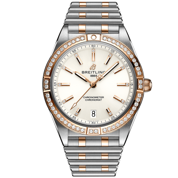 Breitling Chronomat 32 Diamonds Mother of Pearl Dial Two Tone Steel Strap Watch for Women - U77310591A2U1