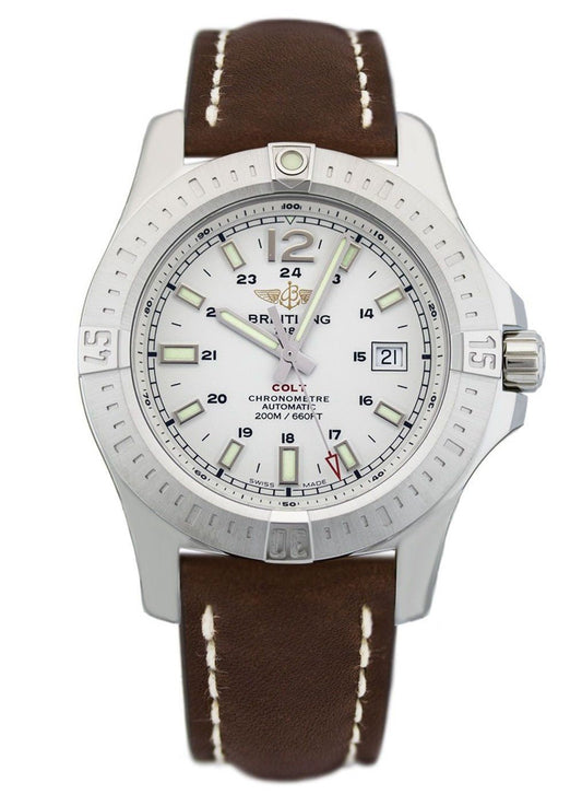 Breitling Colt Automatic 44mm Brown Leather Strap Mens Watch - A1738811/G791/437X