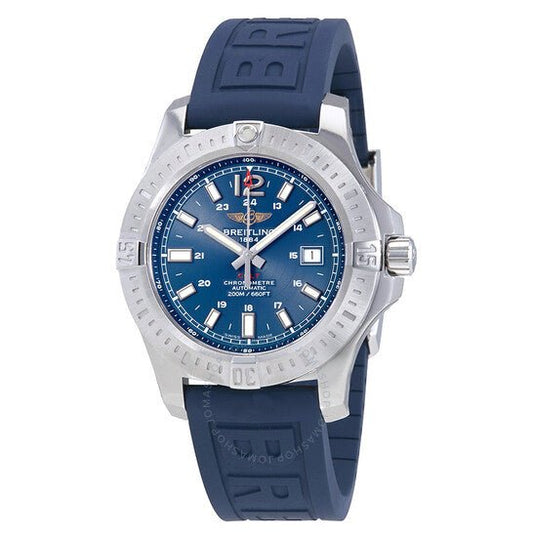Breitling Colt Automatic 44mm Blue Dial Rubber Strap Mens Watch - A1738811-C906-157S