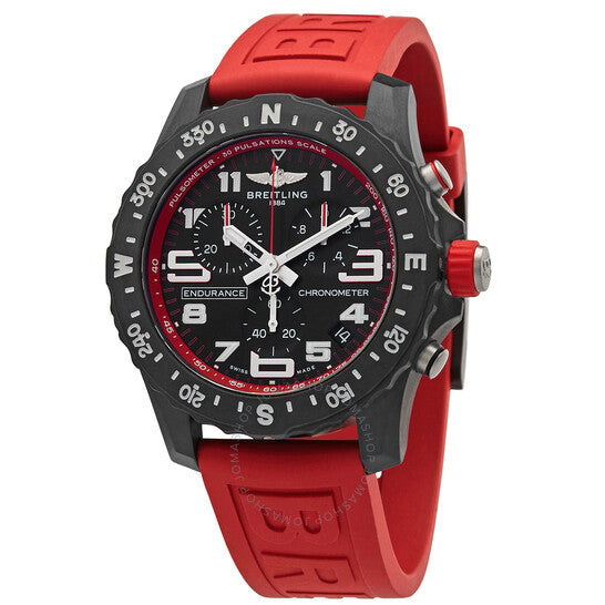 Breitling Endurance Pro Black Dial Red Rubber Strap Watch for Men - X82310D91B1S1