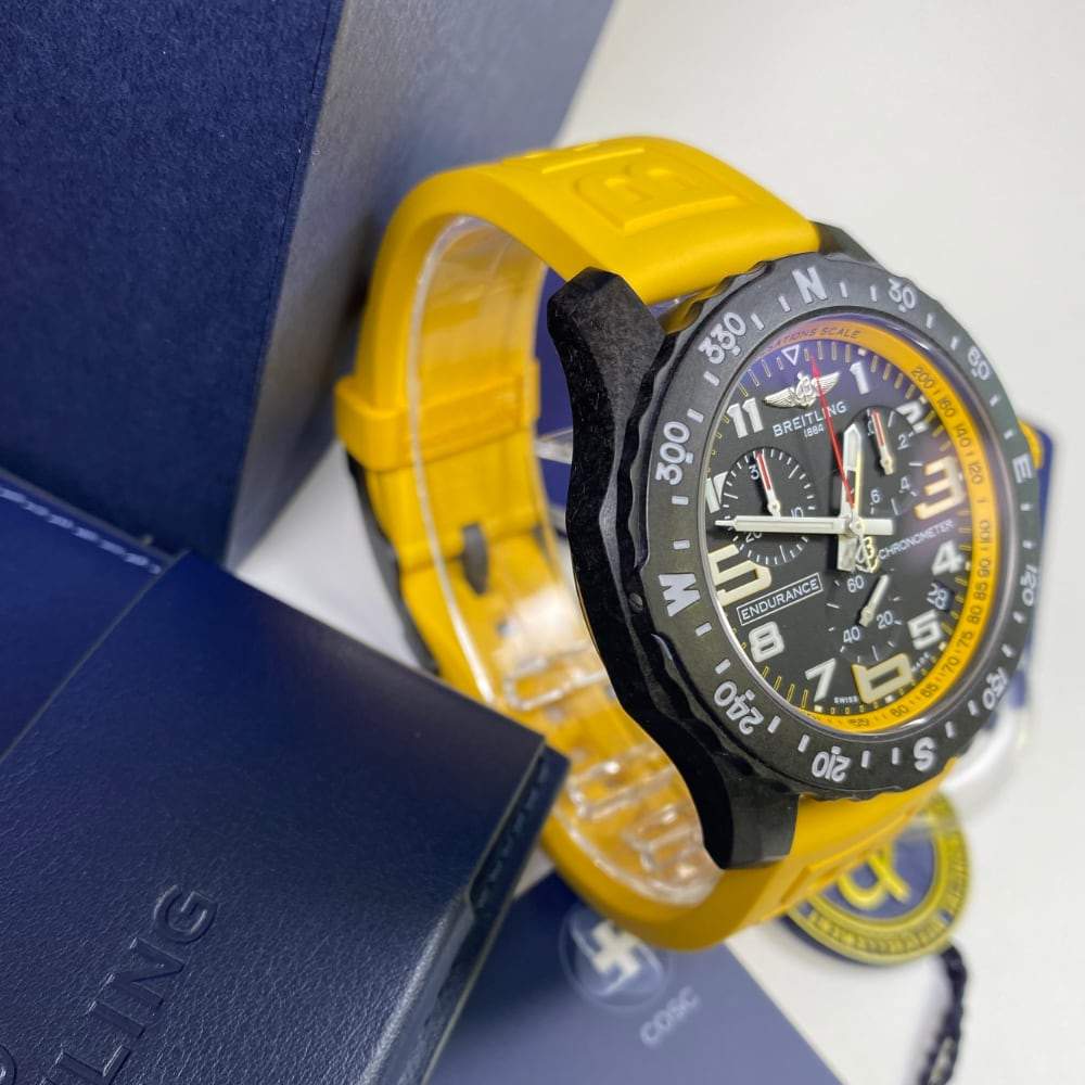 Breitling Endurance Pro Black Dial Yellow Rubber Strap Watch for Men - X82310A41B1S1