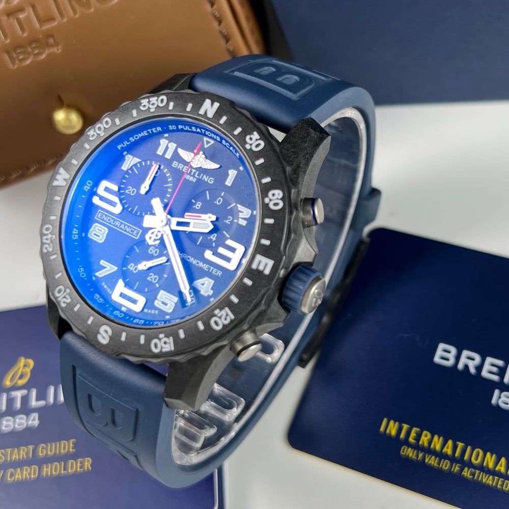 Breitling Endurance Pro Black Dial Blue Rubber Strap Watch for Men - X82310D51B1S1