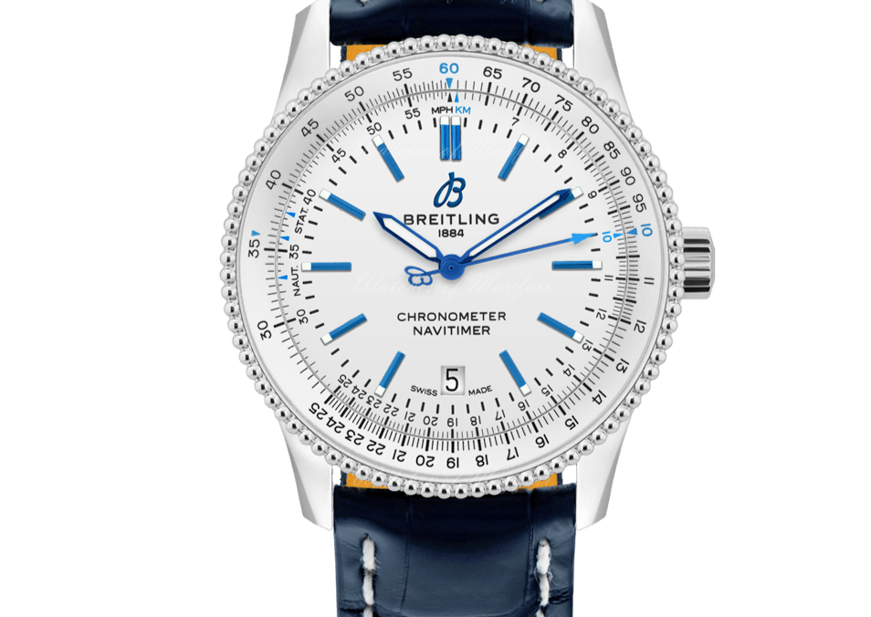 Breitling Navitimer Automatic 41mm White Dial Blue Leather Strap Watch for Men - A173263A1G1P1