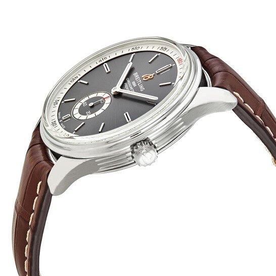 Breitling Premier Automatic 40mm Grey Dial Brown Leather Strap Watch for Men - A37340351B1P2