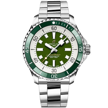 Breitling Superocean Automatic 44mm Navy Green Dial Green Rubber Strap Watch for Men - A17376A31L1A1