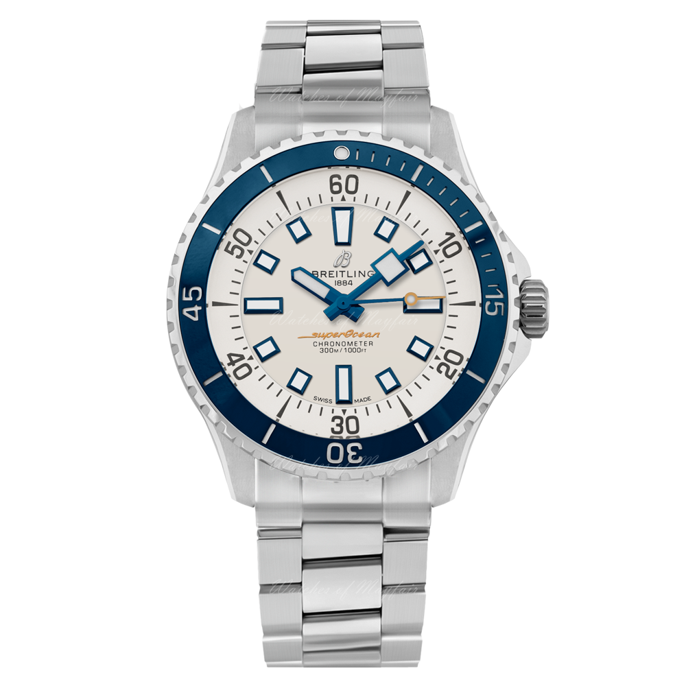 Breitling Superocean Automatic 42 White Dial Green Silver Steel Strap Watch for Men - A17375E71G1A1