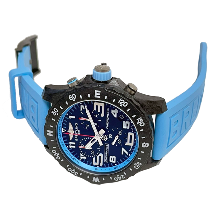 Breitling Endurance Pro Black Dial Light Blue Rubber Strap Watch for Men - X82310281B1S1