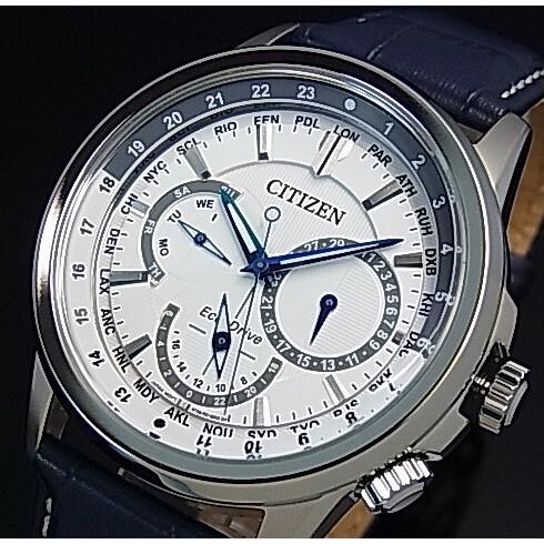 Citizen Eco Drive Calendrier White Dial Blue Leather Strap Watch For Men - BU2020-11A