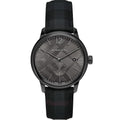 Burberry The Classic Round Horseferry Black Dial Black Leather Strap Watch for Men - BU10010