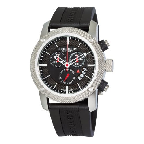 Burberry Endurance Sport Chronograph Black Dial Black Rubber Strap Watch for Men - BU7700