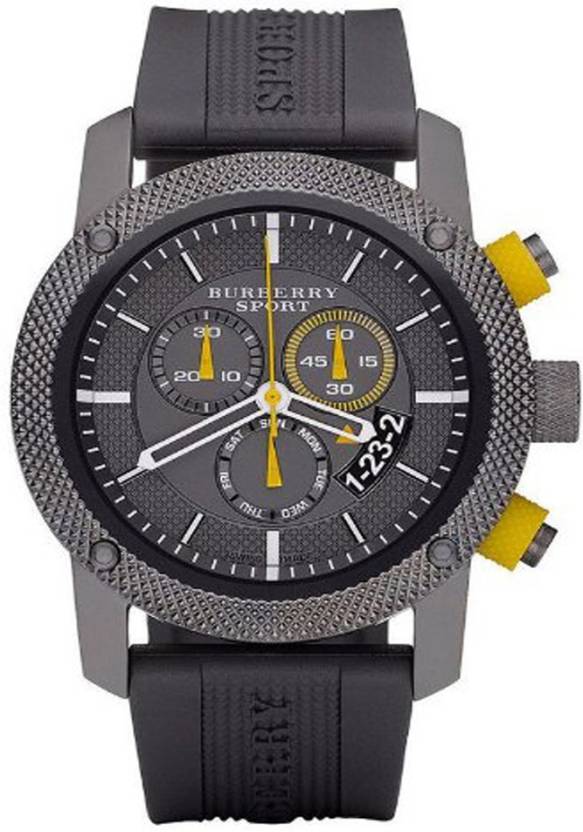 Burberry Sport Endurance Chronograph Grey Dial Grey Rubber Strap Watch for Men - BU7713