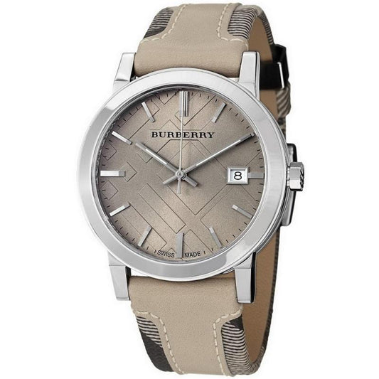 Burberry The City Beige Dial Beige Leather Strap Watch for Women - BU9021