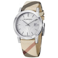 Burberry The City White Dial Beige Leather Strap Watch for Women - BU9113