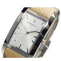 Burberry The Pioneer Silver Dial Haymarket Beige Leather Strap Watch for Women - BU9406