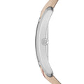 Burberry The Pioneer Silver Dial Haymarket Beige Leather Strap Watch for Women - BU9406