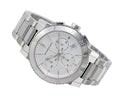 Burberry City Chronograph White Dial Silver Steel Strap Watch For Women - BU9700