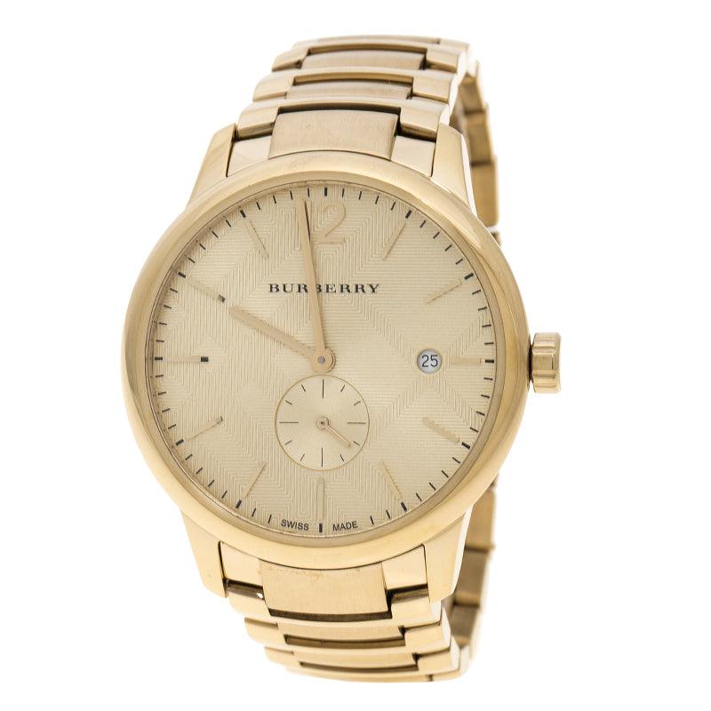 Burberry The Classic Yellow Gold Dial Gold Steel Strap Watch for Men - BU10006